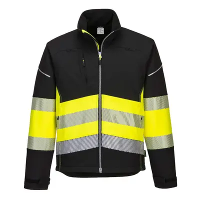 (M, Black/Yellow) Portwest Mens PW3 Hi-Vis Layer Class Soft Shell Jacket