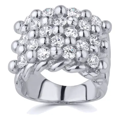 (Y) Jewelco London Silver CZ Set Keeper Ring - ARN167