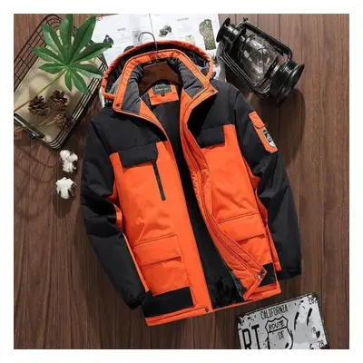 (orange, 5XL) Autumn And Winter New Thick Warm Jacket Men&apos;s Casual Waterproof Loose Large S