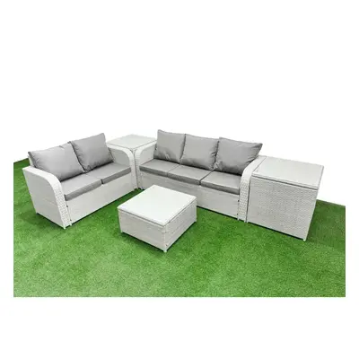 Fimous Seater PE Rattan Wicker Garden Furniture Patio Conservatory Sofa Set with Seater Sofa Lov