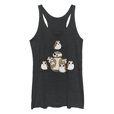 Star Wars Last Jedi BB8 and Porgs Women's Racerback Tank Top Black He