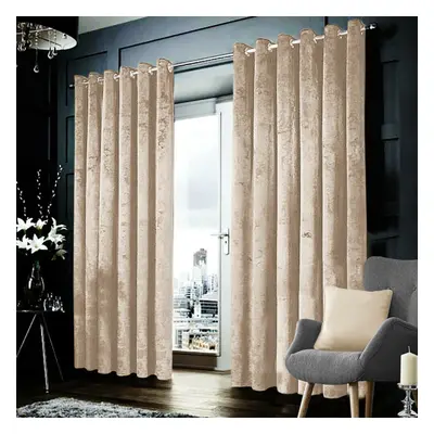 (Beige, 66" x 90" (167cm x 228cm)) Velvet Curtains Eyelet Ring Top Home Decor Drapes