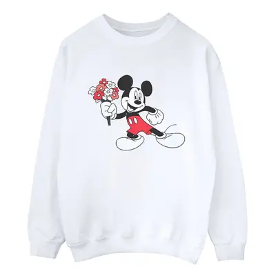 (XL, White) Disney Womens/Ladies Mickey Mouse Flower Sweatshirt