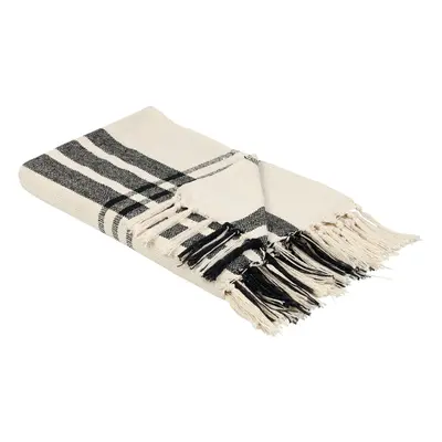 Cotton Blanket x cm Off-White and Black YUVALI