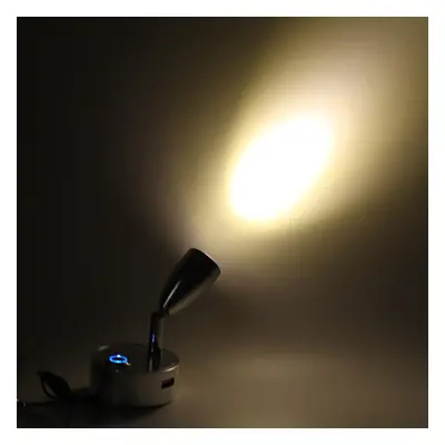 (Natural white light) 12-24V Dimming LED Reading Spot Light Bedside Wall Lamp USB Interface For 