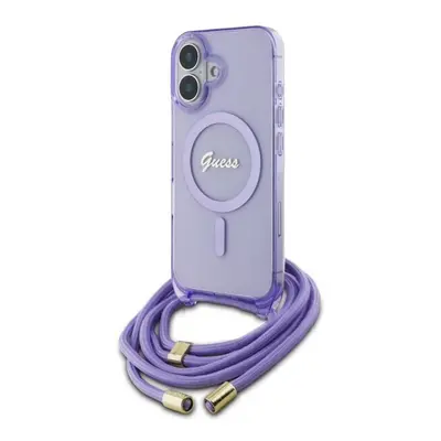 Guess Crossbody Cord Script Case with MagSafe for iPhone 6.1" Purple - GUHMP16SHCTSGNSU