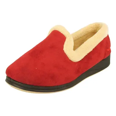 (UK 7, Red) Ladies Padders Wide Fit Slippers Repose - EE Fit