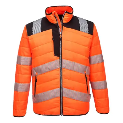 (L, Orange/Black) Portwest Mens PW3 Hi-Vis Safety Padded Jacket