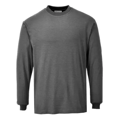 (M, Grey) Portwest Mens Flame Resistant Anti-Static Long-Sleeved T-Shirt