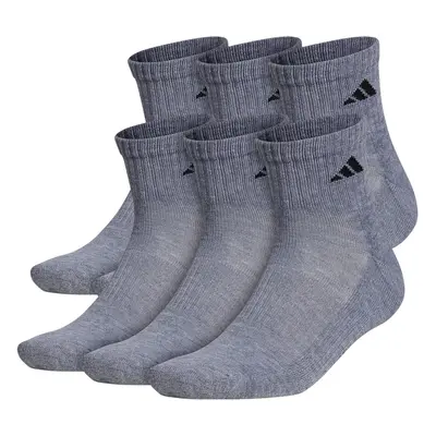 adidas Mens Athletic cushioned Quarter Socks (6-Pair) Heather greyBla