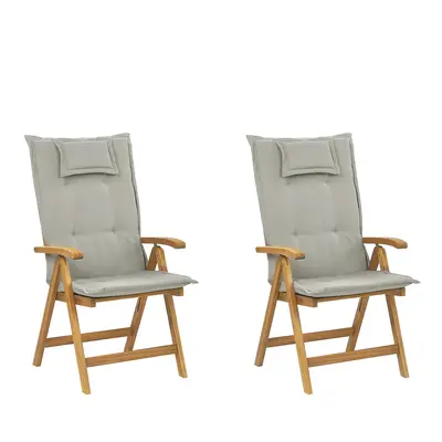 Set of Garden Chairs with Cushions JAVA Acacia Wood Taupe