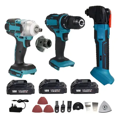 18V Combi Drill +Impact Wrench+Oscillating Multi-Makita Compatible