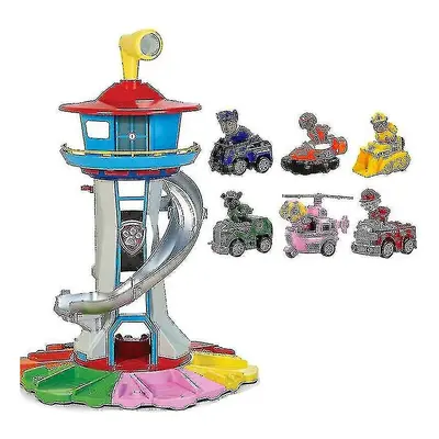 (Oversized Tower Puppy Headquarters Toy With Music Light Patrulla Canina Lookout Toys Set Kid's 