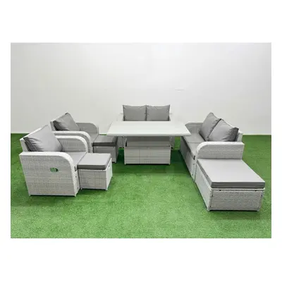 Fimous Seater Outdoor Reclining Chair Love Sofa Set Rattan Garden Furniture Set with Adjustable 