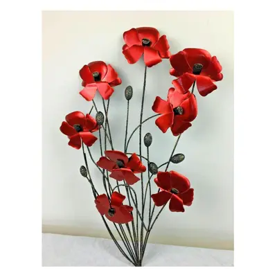 Poppy Wall Art Metal Decoration Ornament Sculpture Home Decor