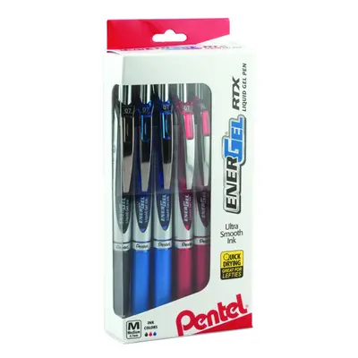 Pentel BL77PC12M1 EnerGel RTX RT Liquid Gel Pen Med Metal Tip Assort Ink 12-Pk Window Box of 0.7