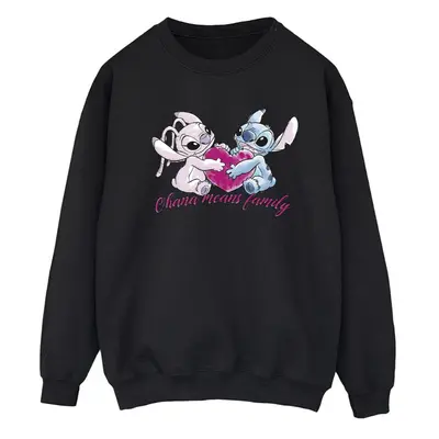 (XL, Black) Disney Womens/Ladies Lilo And Stitch Ohana Heart With Angel Sweatshirt