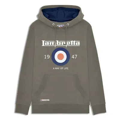 (3XL, Khaki) Lambretta Mens Target Pullover Hooded Sweatshirt Hoody Jumper Hoodie