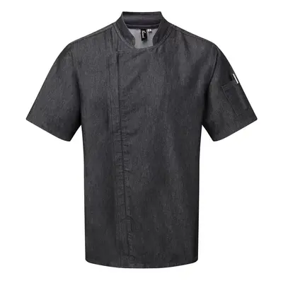 (2XL, Black Denim) Premier Unisex Adult Short-Sleeved Chef Jacket