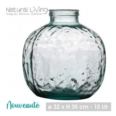 Louise Round Recycled Glass Vase 15L