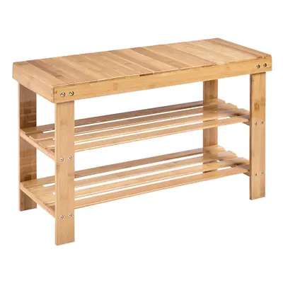 3-Tier Bamboo Shoe Shelf Organizer Bench Entryway Bench Shoe Rack