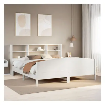 vidaXL Bookcase Bed without Mattress White 180x200 cm Super King Solid Wood Pine