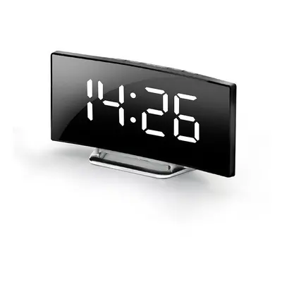 (White light) Digital Alarm Clock Desk Table Clock Curved LED Screen Alarm Clocks for Kids Bedro