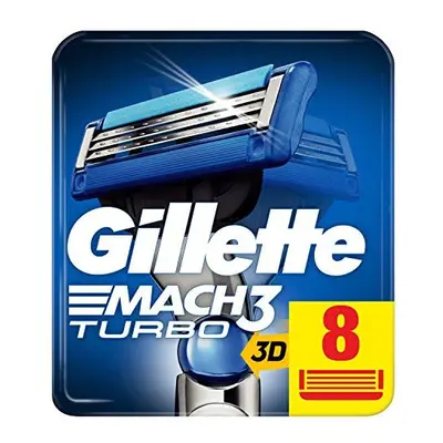 Gillette Mach3 Turbo Razor Blades for Men with Precision Trimmer, Pack of Refill Blades