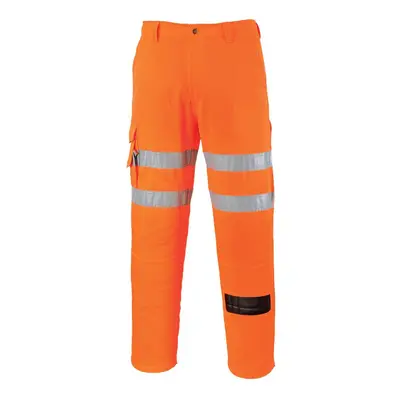 (M R, Orange) Portwest Mens Hi-Vis Rail Work Trousers