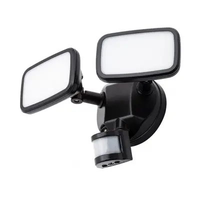 Litecraft Alma Outdoor Twin LED Floodlight with PIR Sensor - Black