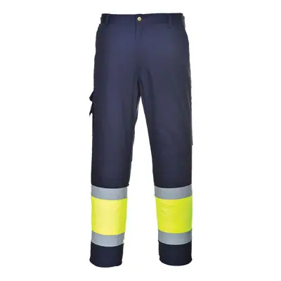 (XXL L, Yellow/Navy) Portwest Mens Contrast Hi-Vis Work Trousers