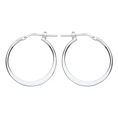 Jewelco London Ladies Sterling Silver Graduated Flat Hoop Earrings 22mm - ER95