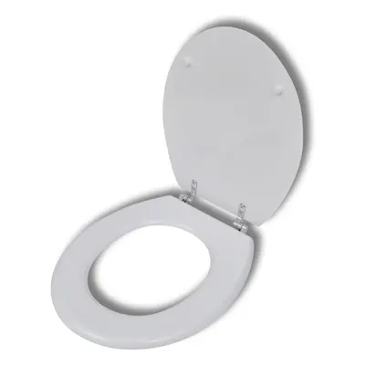 vidaXL WC Toilet Seat MDF Lid Simple Design White Bathroom Fixture Accessory