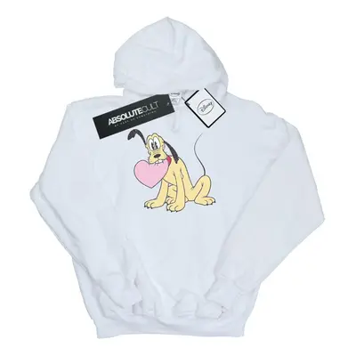 (S, White) Disney Womens/Ladies Pluto Love Heart Hoodie