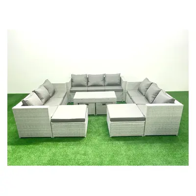 Fimous Outdoor Rattan Garden Furniture Set with Grey Cushions Luxury Seater with Coffee Table Fo