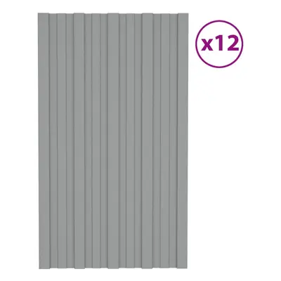 vidaXL 12x Roof Panels Galvanised Steel Grey Profile Sheet Shed Roof Panel