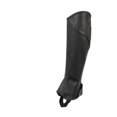 (Adults Large, Black/Patent Piping) Dublin Unisex Adults Fit Half Chaps