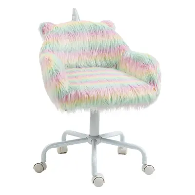 Vinsetto Faux Fur Unicorn Desk Chair Fluffy Home Office Chair with Armrests