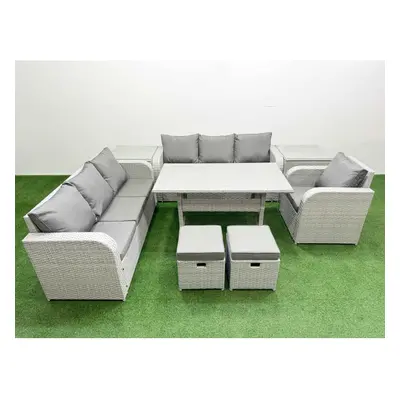 Fimous Seater Poly Rattan Outdoor Garden Furniture Rectangular Dining Table Sofa Set Seater Sofa