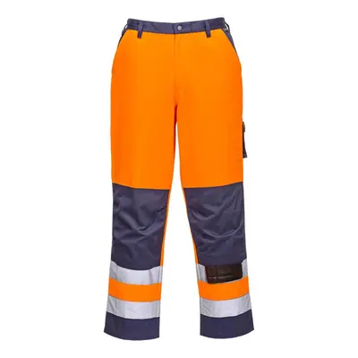 (S R, Orange/Navy) Portwest Mens Lyon Contrast Hi-Vis Safety Work Trousers