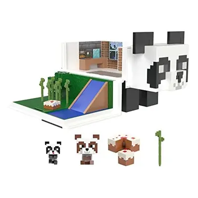 Minecraft Toys Panda Playhouse Playset and Mob Head Mini Figure, Gift for Kids, HLL25