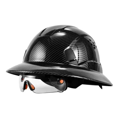 (antique black) Loebuck New Carbon Fiber Full-brim Safety Helmet With Ce Goggles Anti-collision 