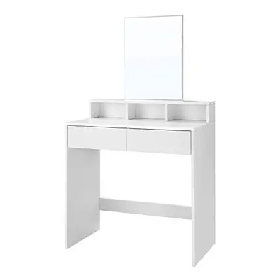 VASAGLE Dressing Table with Large Rectangular Mirror, Makeup Table with Drawers and Open Compart