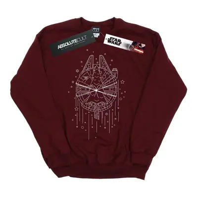 (S, Burgundy) Star Wars Mens Millennium Falcon Christmas Tree Delivery Sweatshirt