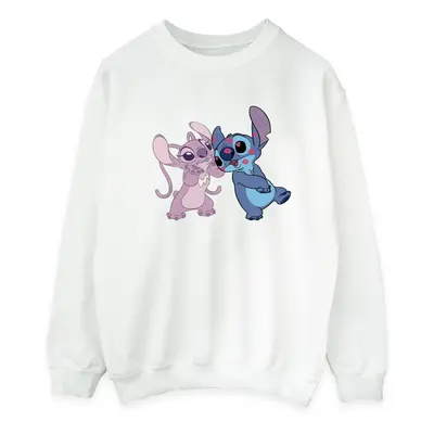 (M, White) Disney Mens Lilo & Stitch Kisses Sweatshirt