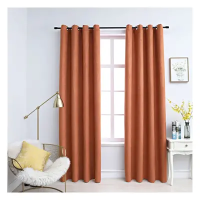 vidaXL 2x Blackout Curtains with Metal Rings Rust 140x245cm Blind Drapery