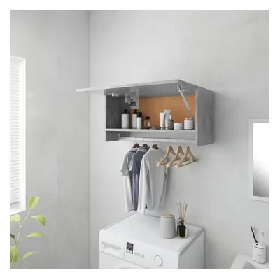 vidaXL Wardrobe Concrete Grey Chipboard Home Hanging Shelf Clothes Organiser