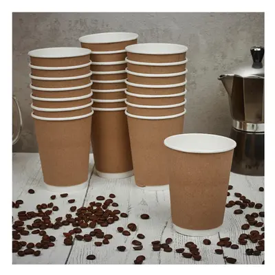 (12oz, 500) Double Wall Hot Drinks Cups Coffee Chocolate Tea