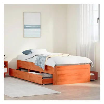 vidaXL Bed Frame without Mattress&Drawers Wax Brown Small Single Solid Wood Pine