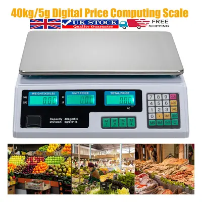 40kg/5g Digital Price Computing Scale White